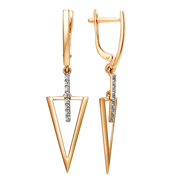 Серьги из красного золота с фианитами Ювелирное изделие - Серьги из красного золота с фианитами в магазине Best-Gold 033768