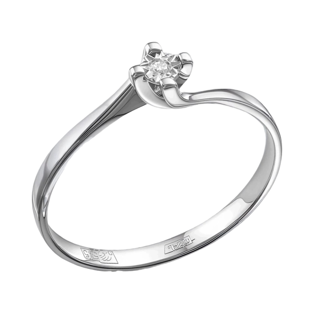 Кольцо помолвочное из серебра с бриллиантом Ювелирное изделие - Кольцо помолвочное из серебра с бриллиантом в магазине Best-Gold 051072