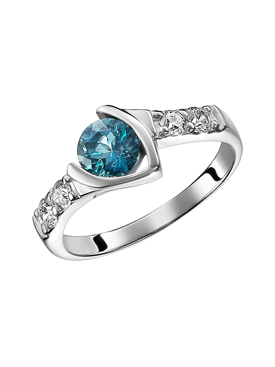 Кольцо из серебра с топазом и фианитами Ювелирное изделие - Кольцо из серебра с топазом и фианитами в магазине Best-Gold 128435