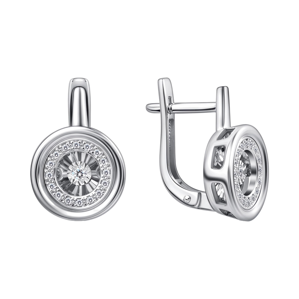 Серьги из белого золота с бриллиантами Ювелирное изделие - Серьги из белого золота с бриллиантами в магазине Best-Gold 152113