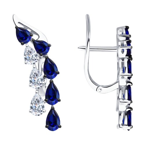 Серьги из белого золота с сапфирами Ювелирное изделие - Серьги из белого золота с сапфирами в магазине Best-Gold 144708