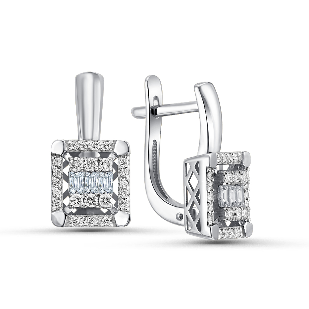 Серьги из белого золота с бриллиантами Ювелирное изделие - Серьги из белого золота с бриллиантами в магазине Best-Gold 142072