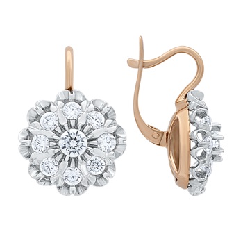 Серьги из комбинированного золота с фианитами Ювелирное изделие - Серьги из комбинированного золота с фианитами в магазине Best-Gold 102031