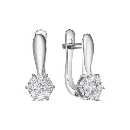 Ювелирное изделие - Серьги из белого золота с бриллиантами в магазине Best-Gold 079010