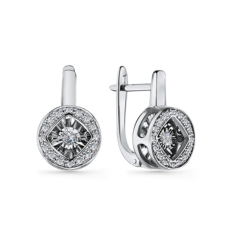 Серьги в белом золоте с бриллиантами Ювелирное изделие - Серьги в белом золоте с бриллиантами в магазине Best-Gold 139599