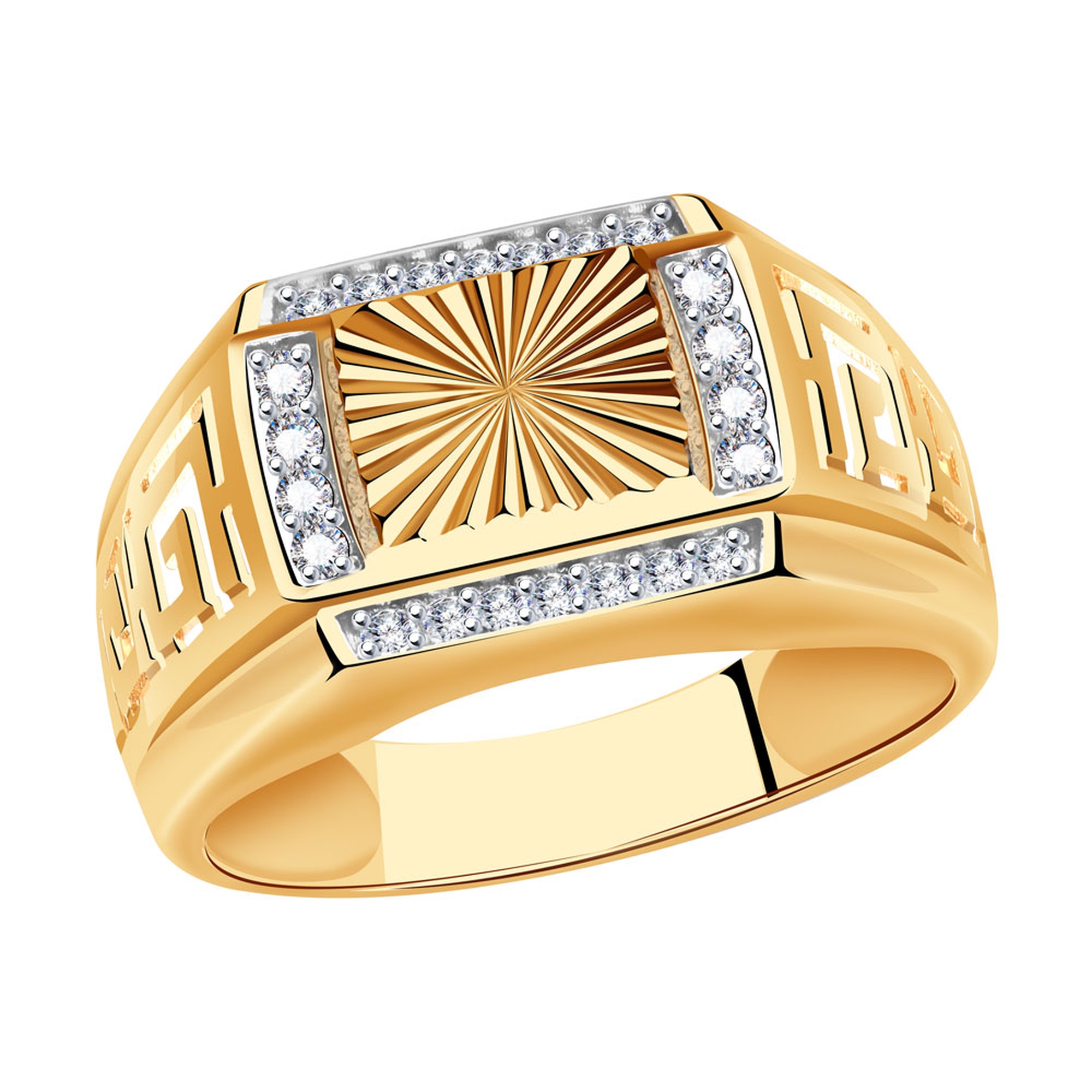 Печатка из красного золота с фианитами Ювелирное изделие - Печатка из красного золота с фианитами в магазине Best-Gold 148854