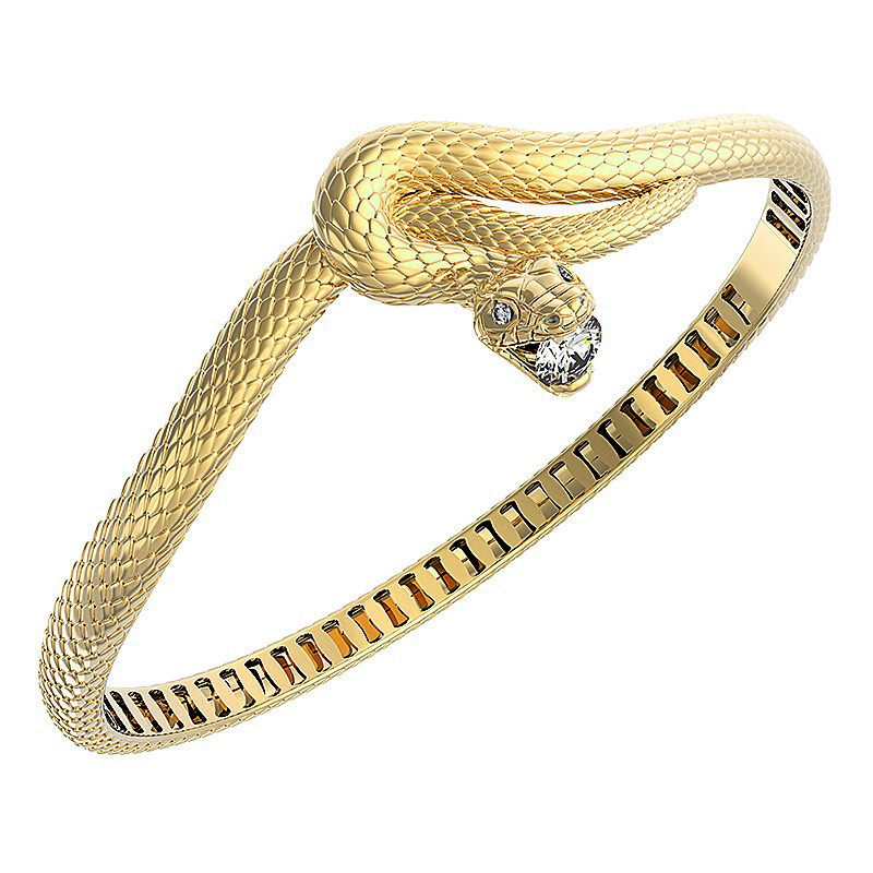 Браслет жесткий из желтого золота с бриллиантами Ювелирное изделие - Браслет жесткий из желтого золота с бриллиантами в магазине Best-Gold 096550