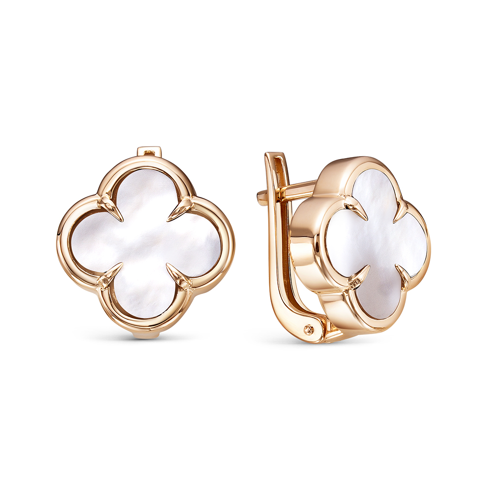 Ювелирное изделие - Серьги из красного золота с перламутрами в магазине Best-Gold 124042