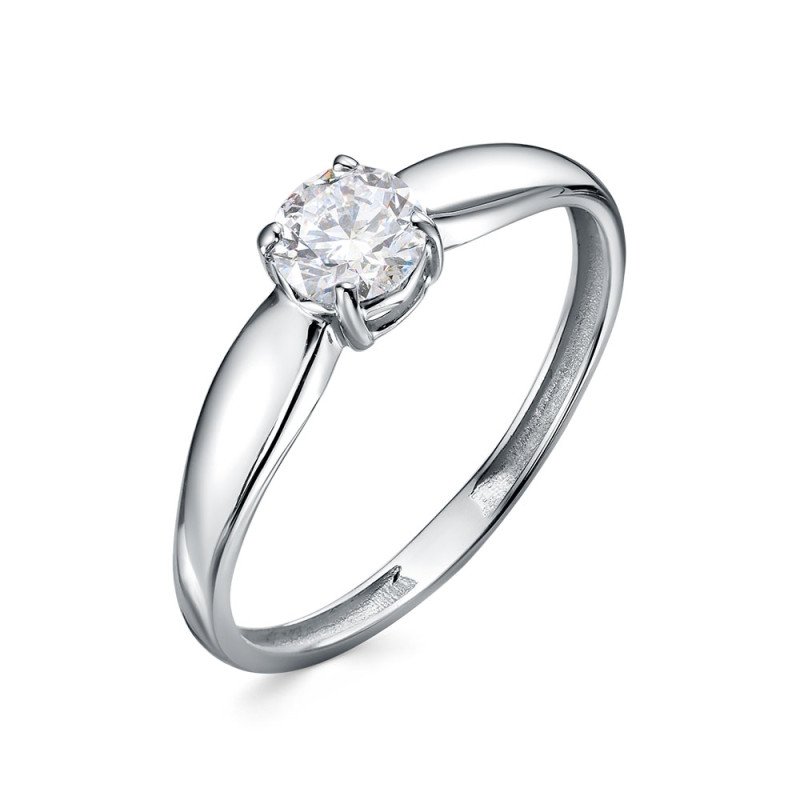 Кольцо помолвочное из белого золота с бриллиантом