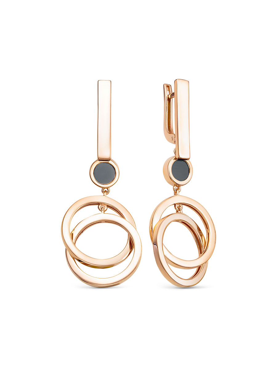 Ювелирное изделие - Серьги из красного золота с ониксом в магазине Best-Gold 140979