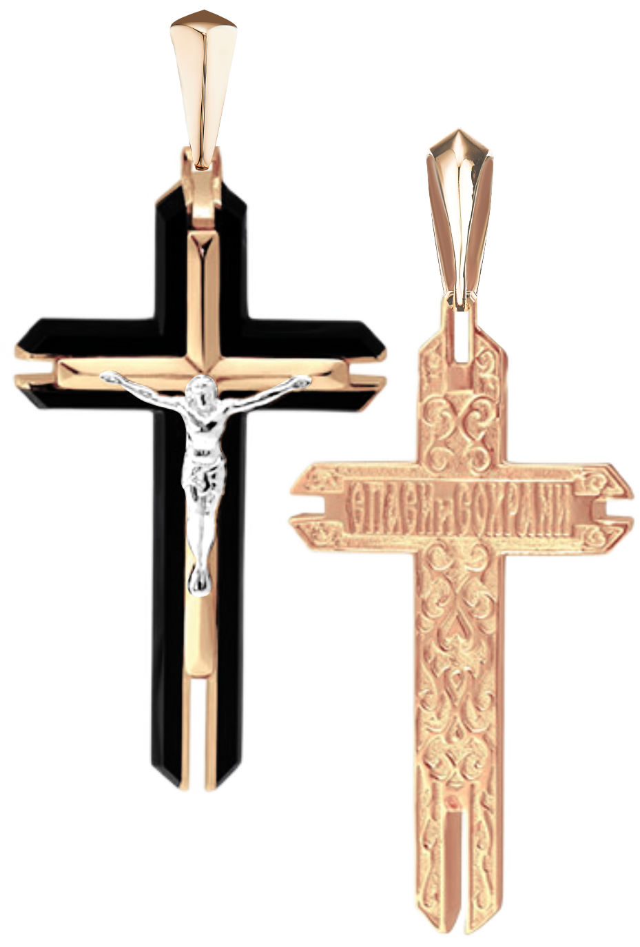 Крест из красного золота с агатом Ювелирное изделие - Крест из красного золота с агатом в магазине Best-Gold 125840