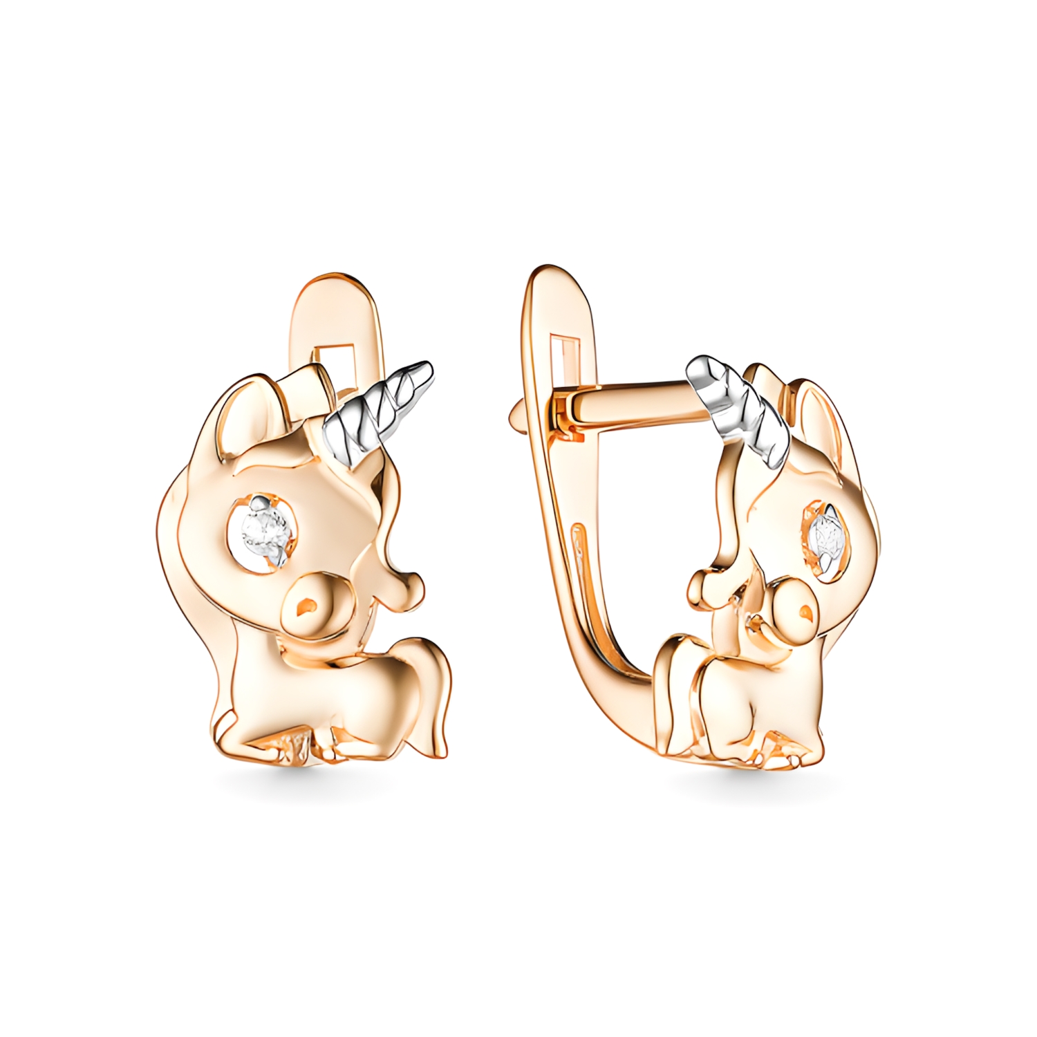 Серьги из красного золота с фианитами