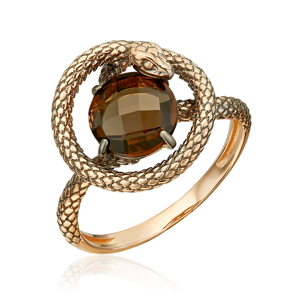 Кольцо из красного золота с кварцем дымчатым Ювелирное изделие - Кольцо из красного золота с кварцем дымчатым в магазине Best-Gold 150269