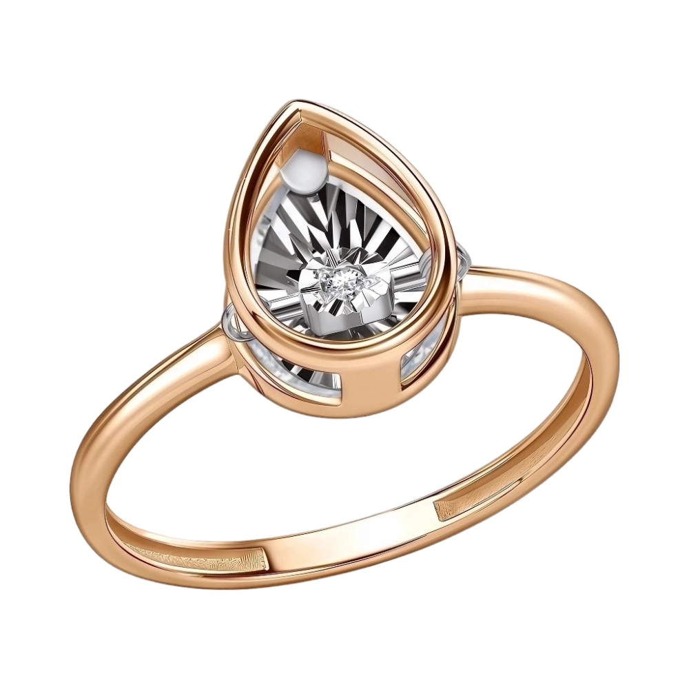 Ювелирное изделие - Кольцо из красного золота с бриллиантом в магазине Best-Gold 155063