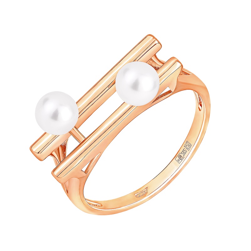 Ювелирное изделие - Кольцо из красного золота с жемчугом в магазине Best-Gold 152922