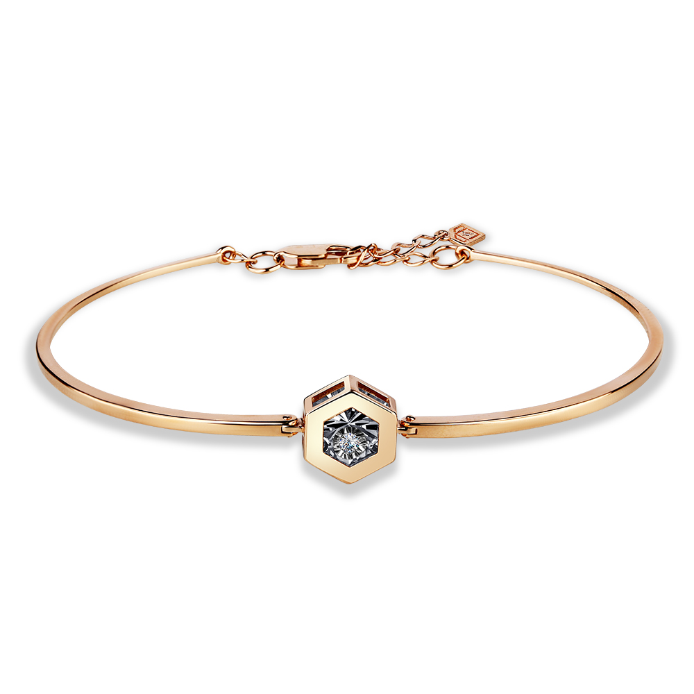 Браслет жесткий из красного золота с бриллиантами Ювелирное изделие - Браслет жесткий из красного золота с бриллиантами в магазине Best-Gold 149167