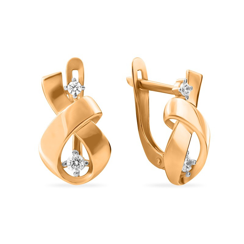 Ювелирное изделие - Серьги из красного золота с фианитами в магазине Best-Gold 033856