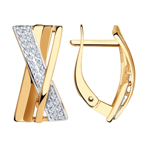 Серьги из красного золота с фианитами Ювелирное изделие - Серьги из красного золота с фианитами в магазине Best-Gold 008746