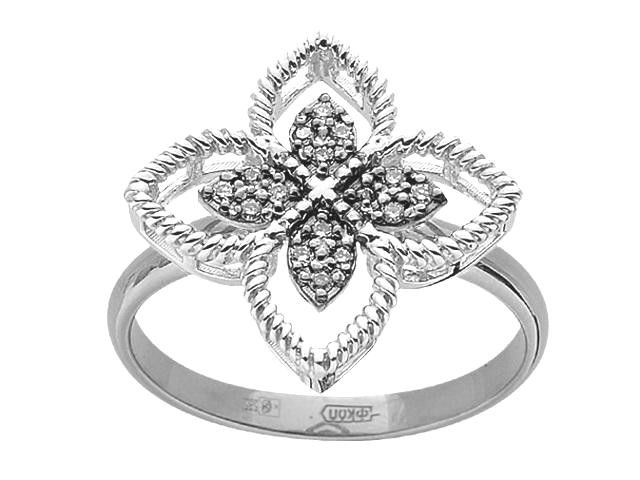 Кольцо из белого золота с чёрными бриллиантами Ювелирное изделие - Кольцо из белого золота с чёрными бриллиантами в магазине Best-Gold 107164