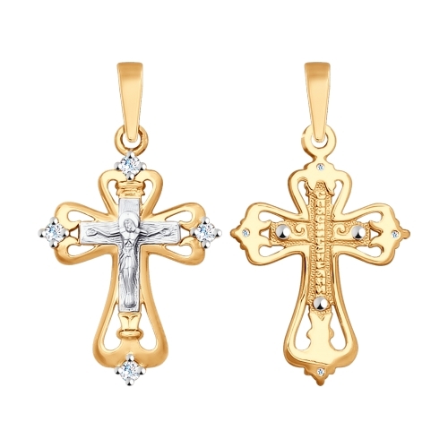 Крест из красного золота с фианитами Ювелирное изделие - Крест из красного золота с фианитами в магазине Best-Gold 073385