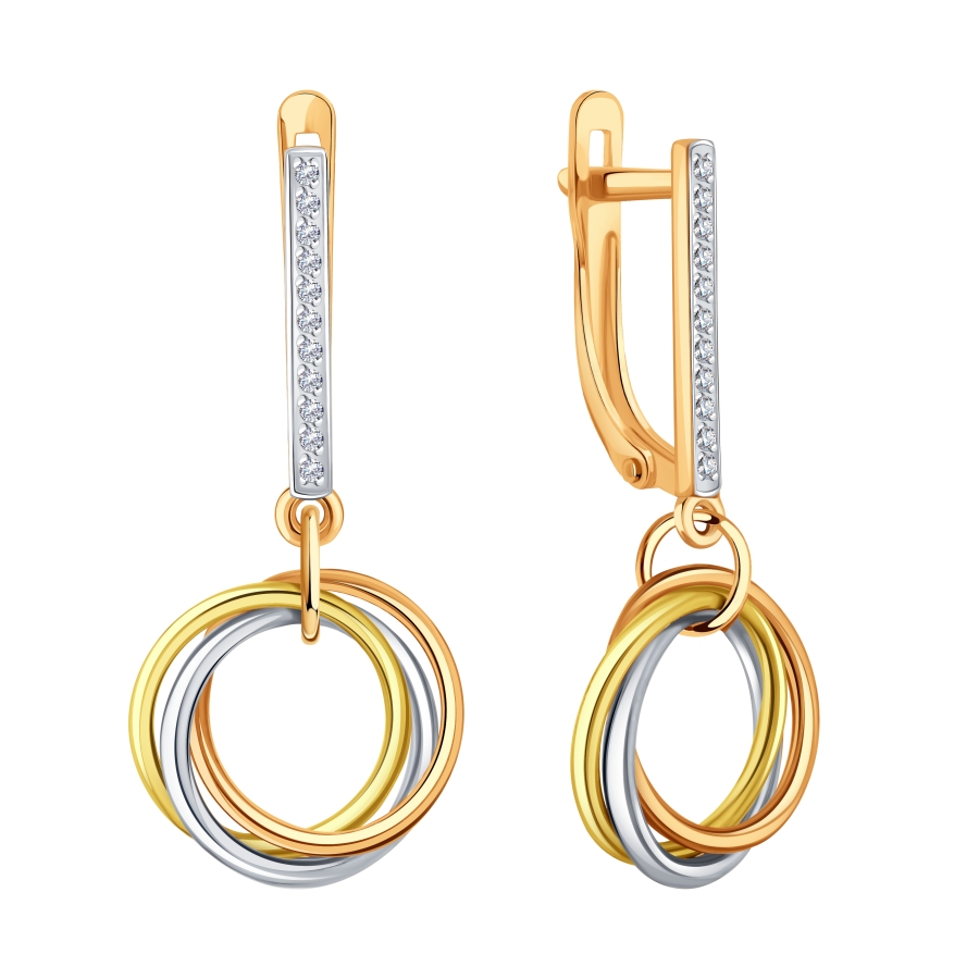 Серьги из красного золота с фианитами Ювелирное изделие - Серьги из красного золота с фианитами в магазине Best-Gold 126104