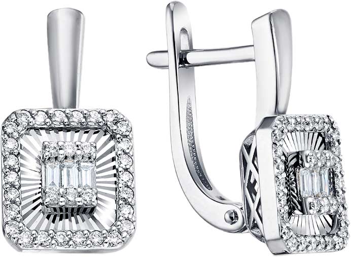 Ювелирное изделие - Серьги из белого золота с бриллиантами в магазине Best-Gold 153559