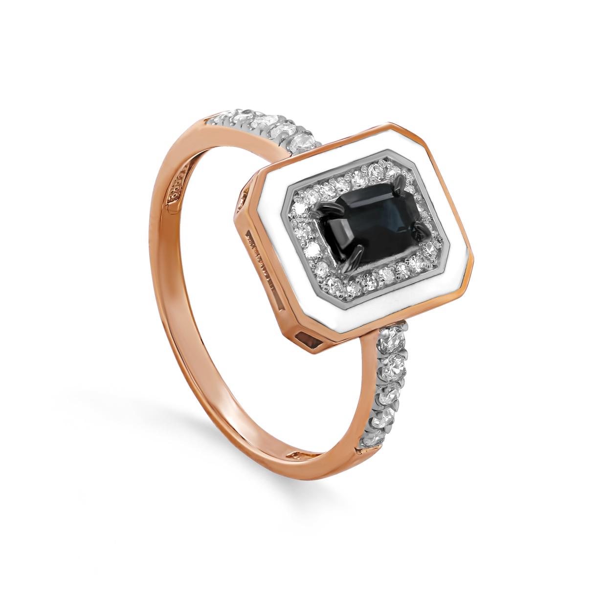 Ювелирное изделие - Кольцо из красного золота с сапфиром и бриллиантами в магазине Best-Gold 127431