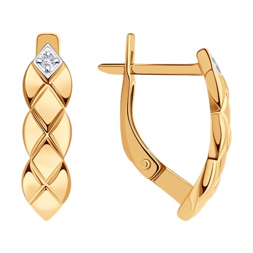 Серьги из красного золота с фианитами Ювелирное изделие - Серьги из красного золота с фианитами в магазине Best-Gold 150646