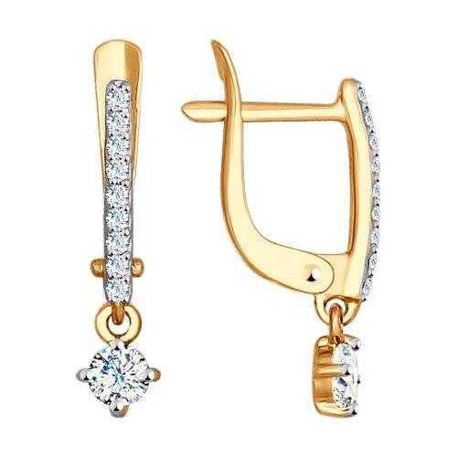 Ювелирное изделие - Серьги из красного золота с фианитами в магазине Best-Gold 025095