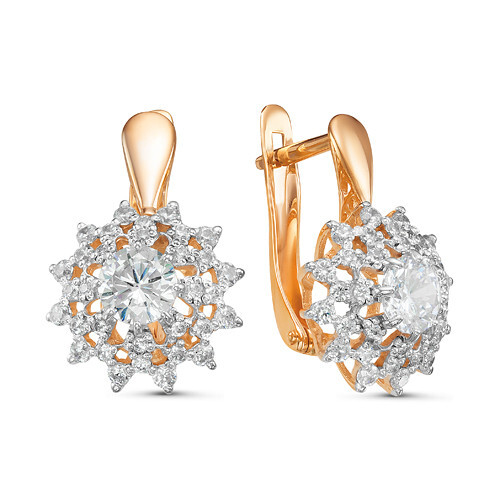 Ювелирное изделие - Серьги из красного золота с фианитами в магазине Best-Gold 122442