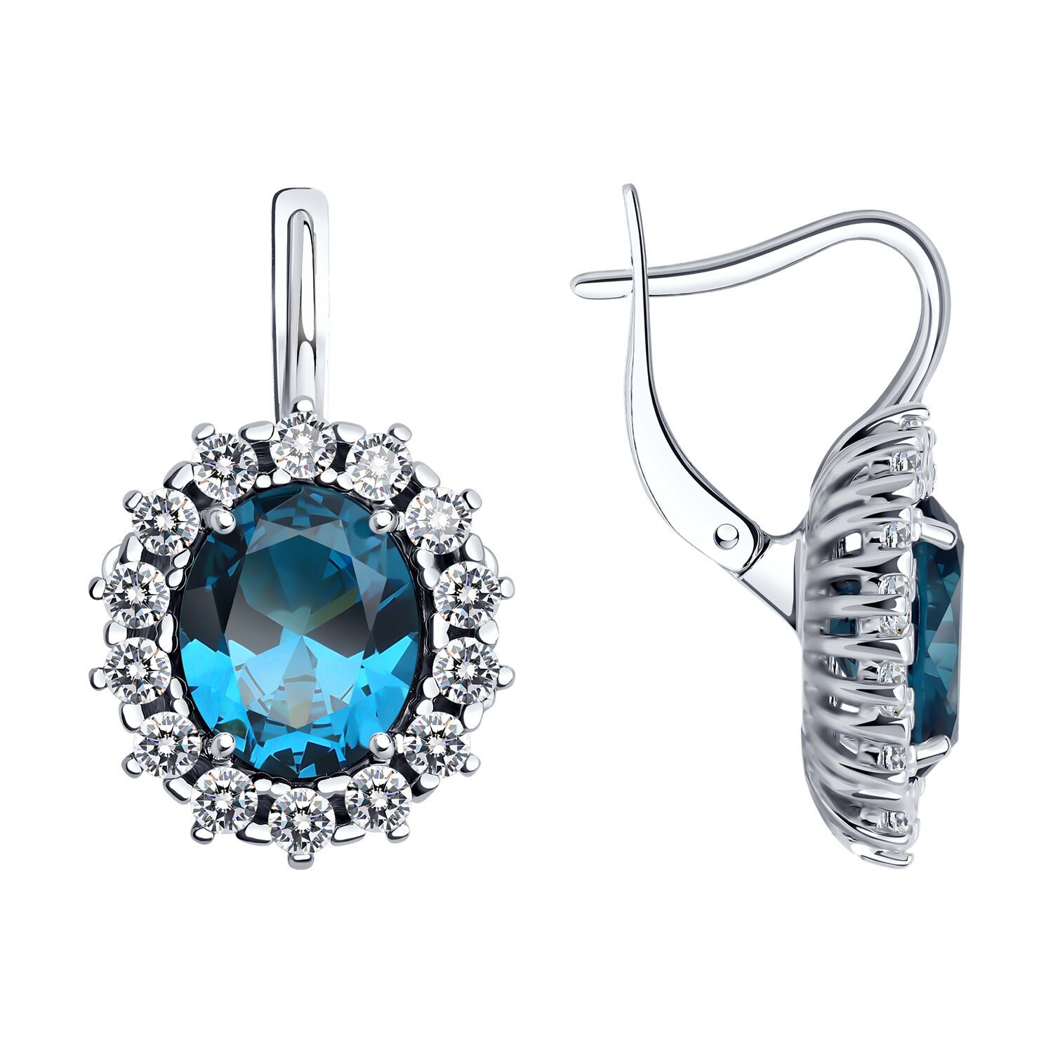 Серьги из серебра с ситаллами и фианитами Ювелирное изделие - Серьги из серебра с ситаллами и фианитами в магазине Best-Gold 141188