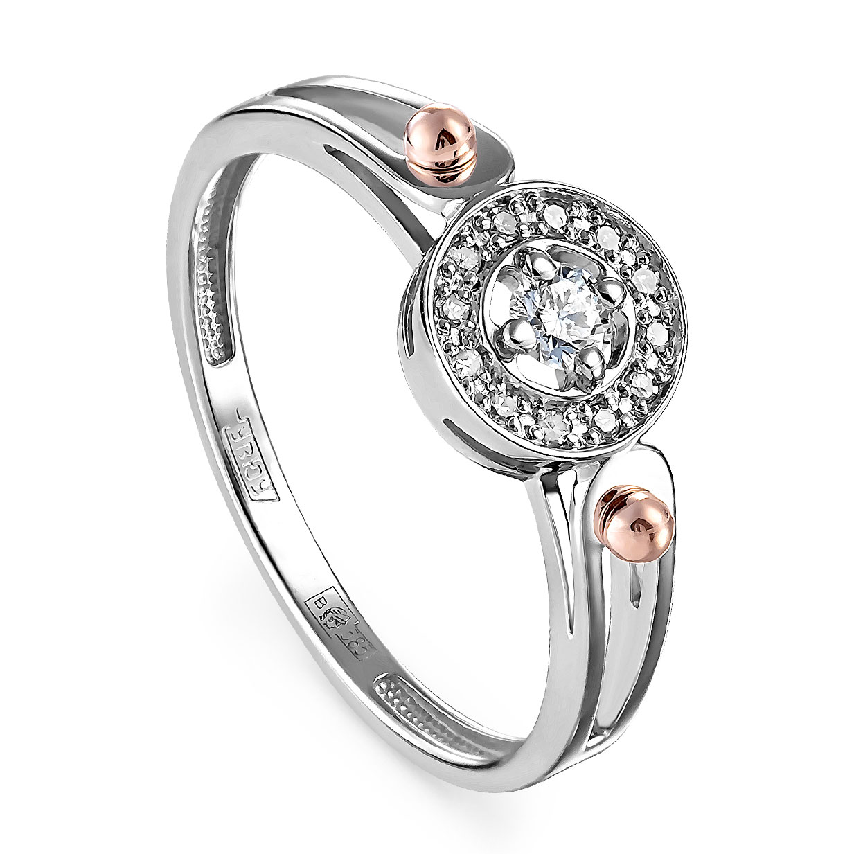 Ювелирное изделие - Кольцо из белого золота с бриллиантами в магазине Best-Gold 154923