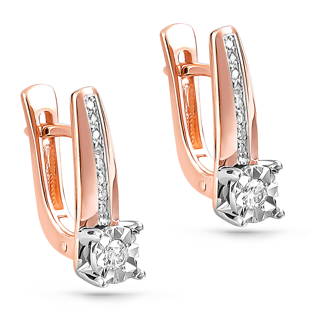 Ювелирное изделие - Серьги из красного золота с бриллиантами в магазине Best-Gold 154932