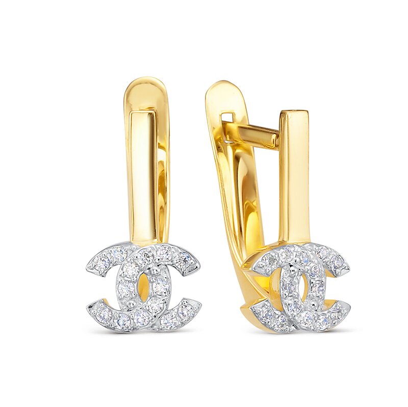 Ювелирное изделие - Серьги из жёлтого золота с фианитами в магазине Best-Gold 033197