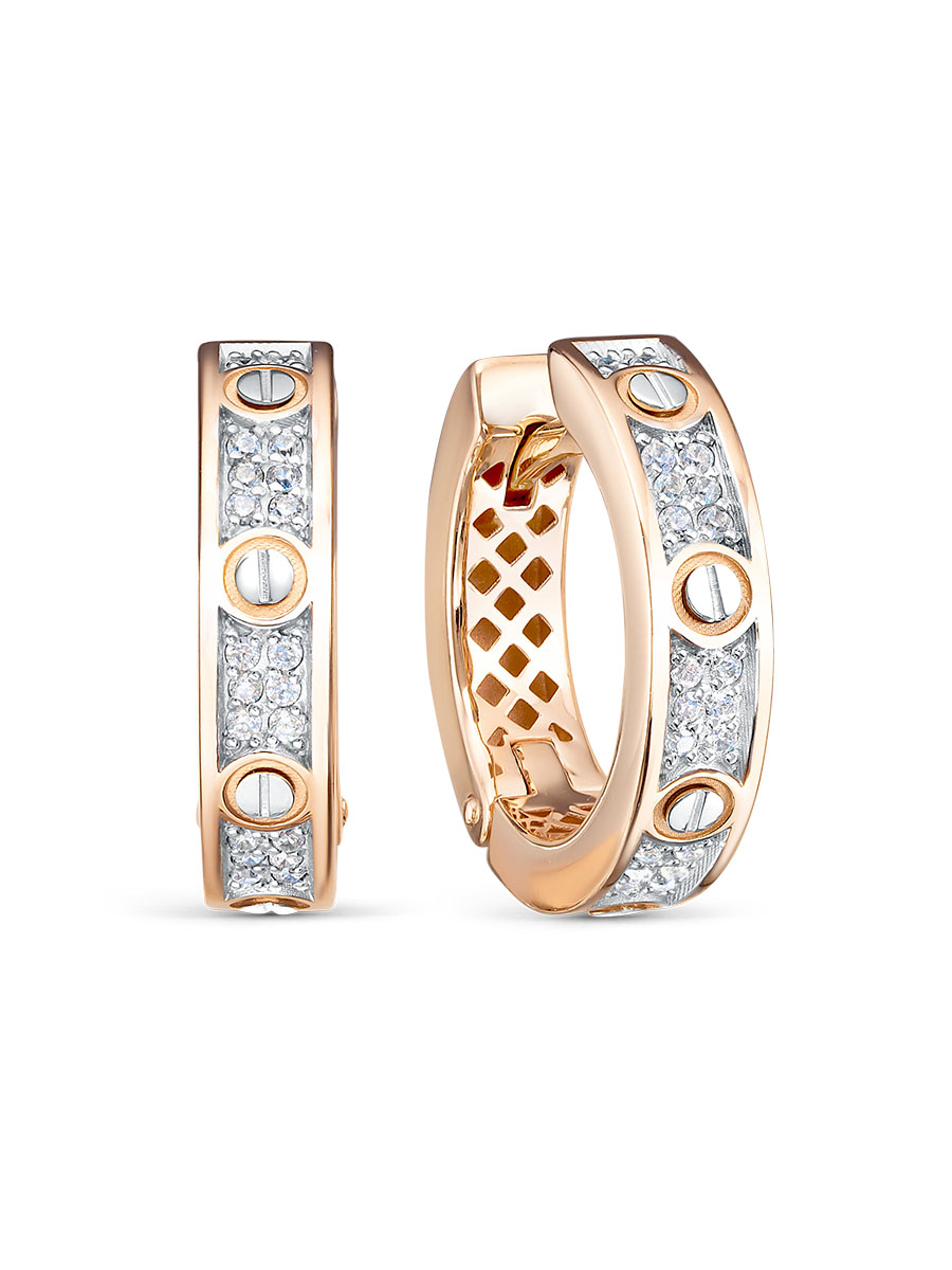 Серьги из красного золота с фианитами Ювелирное изделие - Серьги из красного золота с фианитами в магазине Best-Gold 140985