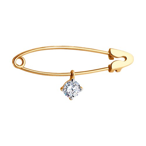 Ювелирное изделие - Брошь из красного золота с фианитами в магазине Best-Gold 130043