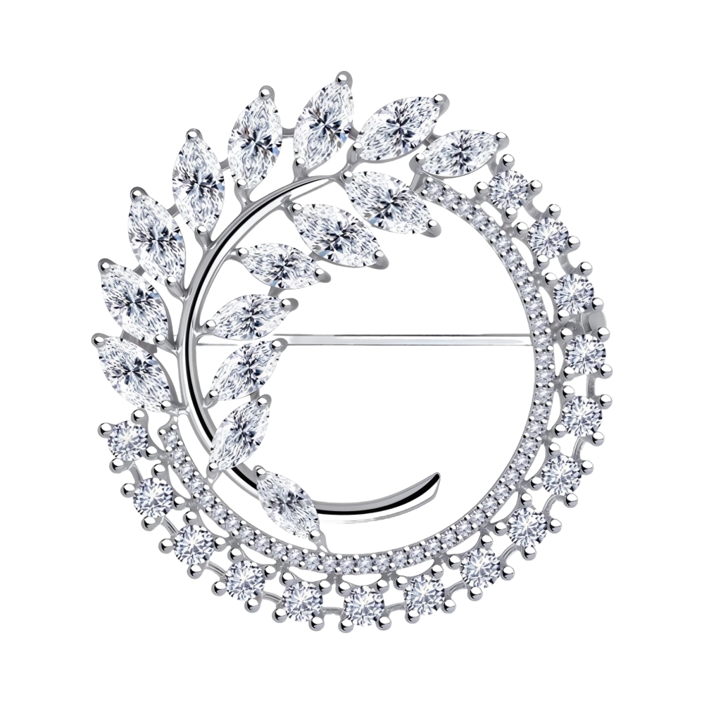 Брошь из серебра с фианитами Ювелирное изделие - Брошь из серебра с фианитами в магазине Best-Gold 152876