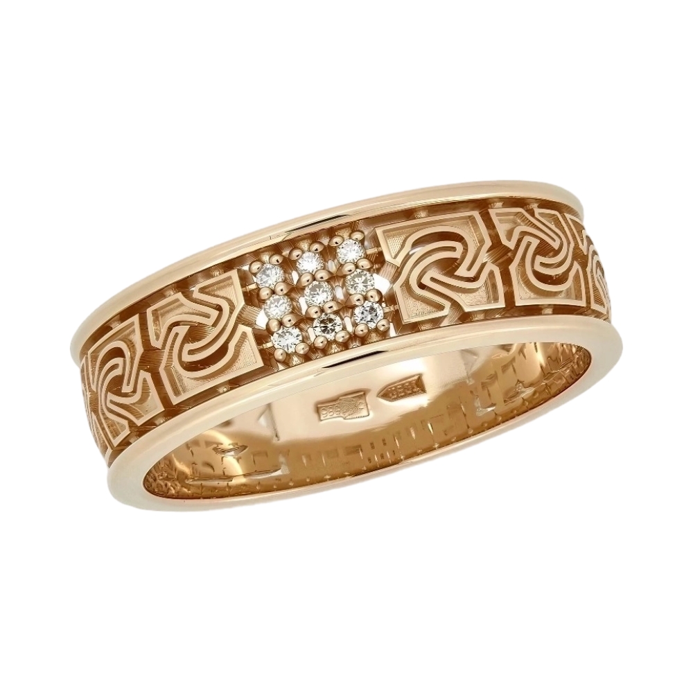 Ювелирное изделие - Обручальное кольцо из красного золота с бриллиантами в магазине Best-Gold 154283