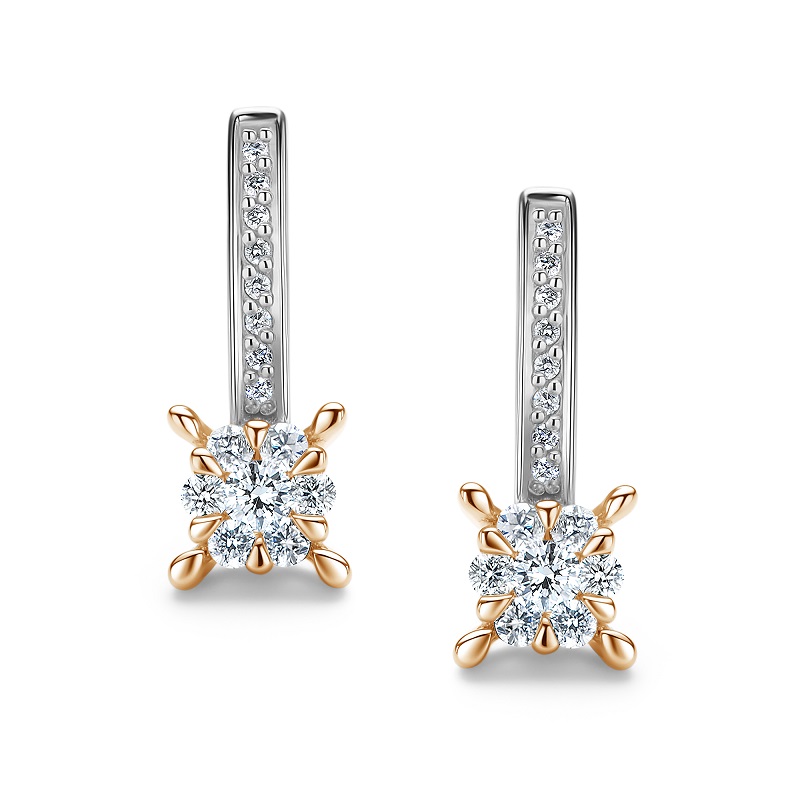 Серьги из красного золота с бриллиантами Ювелирное изделие - Серьги из красного золота с бриллиантами в магазине Best-Gold 154422