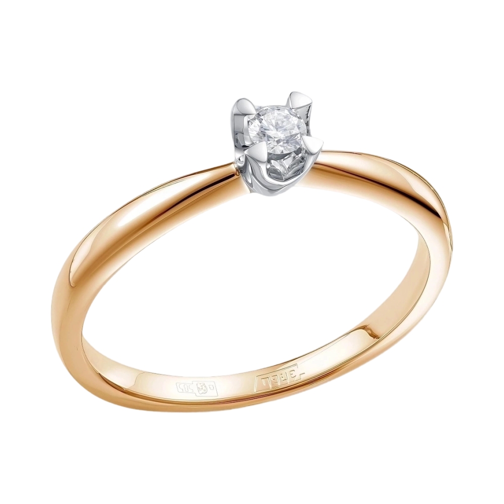 Ювелирное изделие - Помолвочное кольцо из красного золота с бриллиантом в магазине Best-Gold 145786