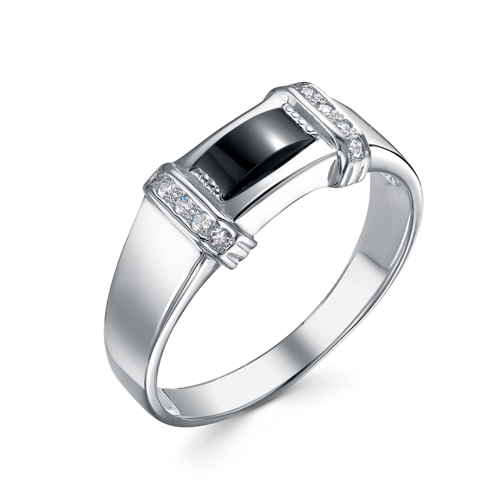 Печатка из серебра с фианитами и агатом Ювелирное изделие - Печатка из серебра с фианитами и агатом в магазине Best-Gold 127126