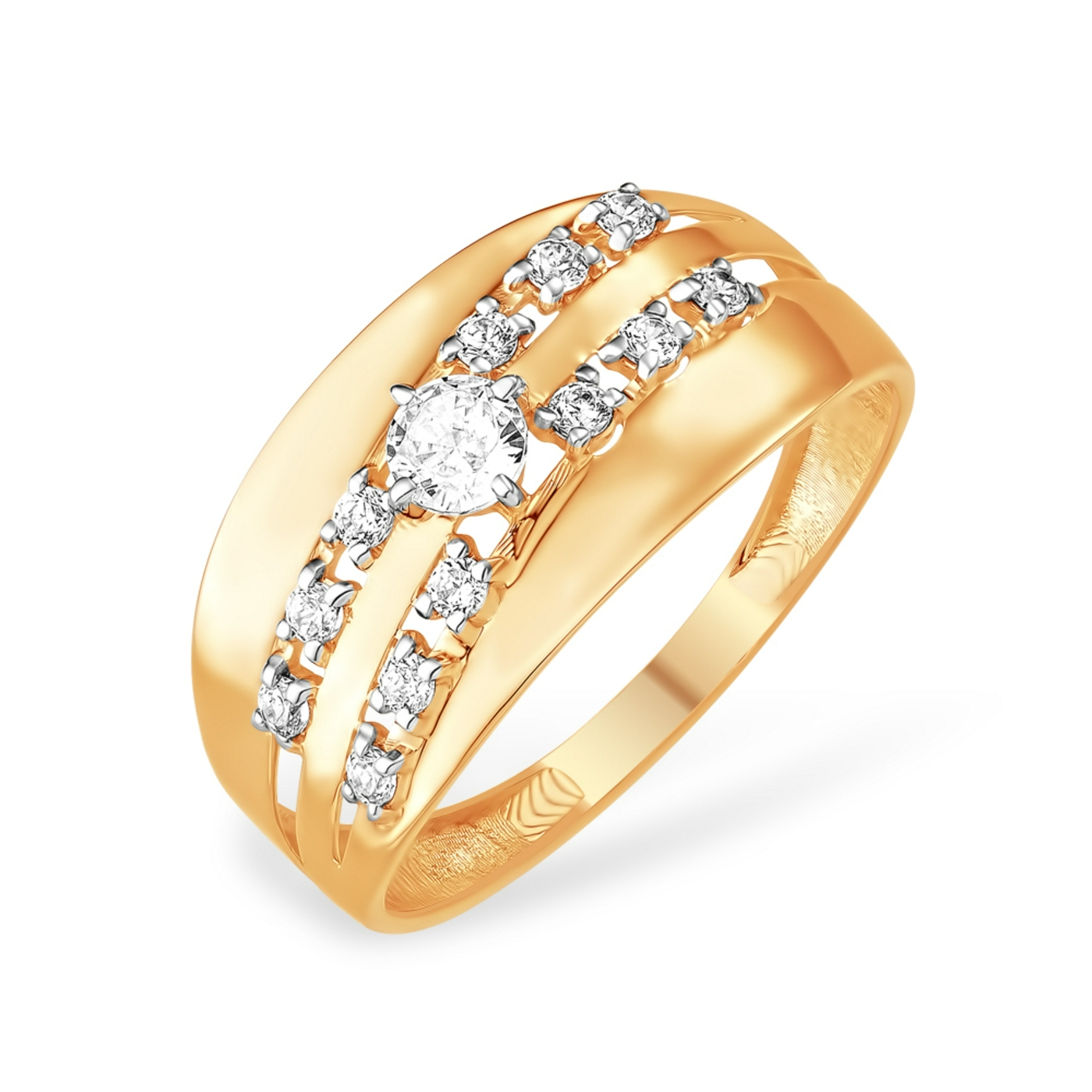 Кольцо из красного золота с фианитами Ювелирное изделие - Кольцо из красного золота с фианитами в магазине Best-Gold 151546