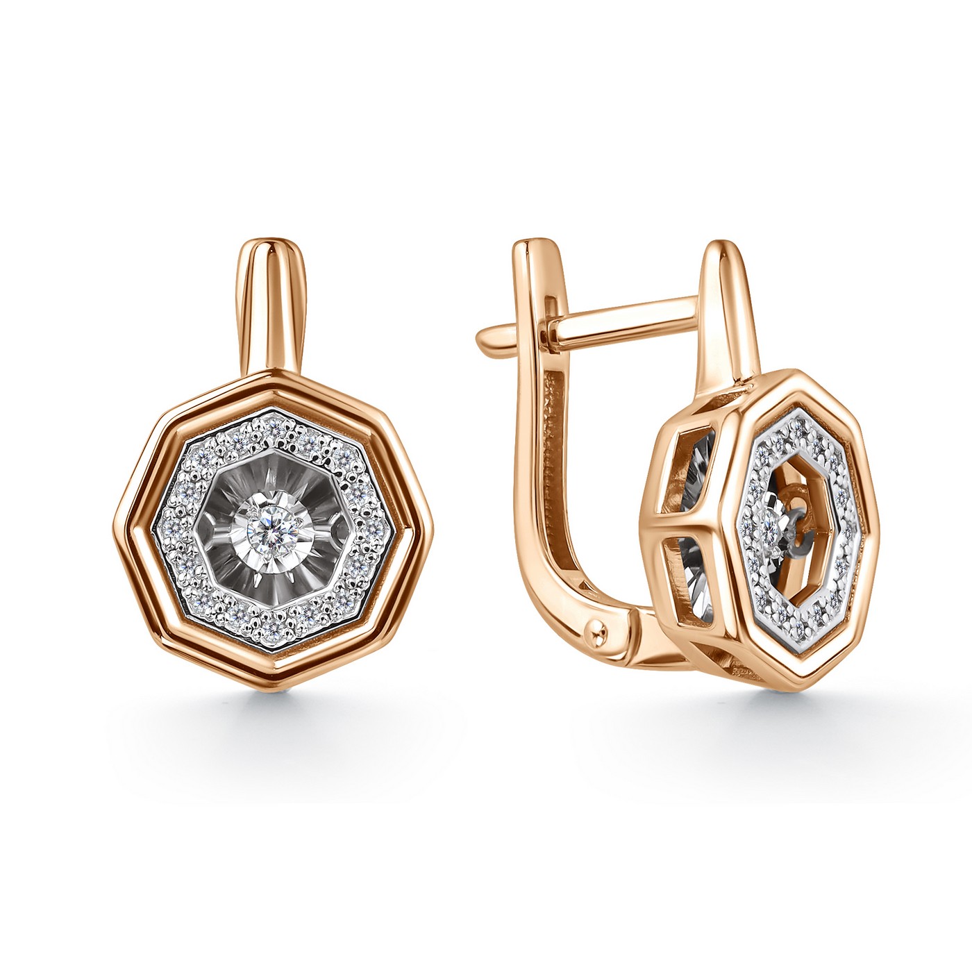 Ювелирное изделие - Серьги из красного золота с бриллиантами в магазине Best-Gold 148780