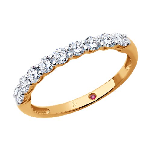 Кольцо из красного золота с бриллиантами и рубином