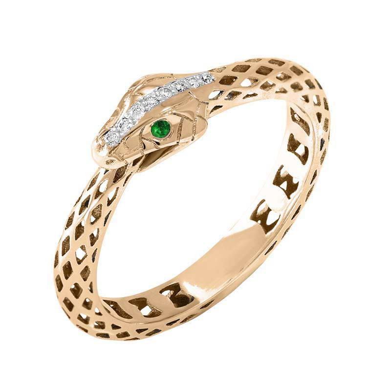 Кольцо в красном золоте с бриллиантами и изумрудами Ювелирное изделие - Кольцо в красном золоте с бриллиантами и изумрудами в магазине Best-Gold 040640
