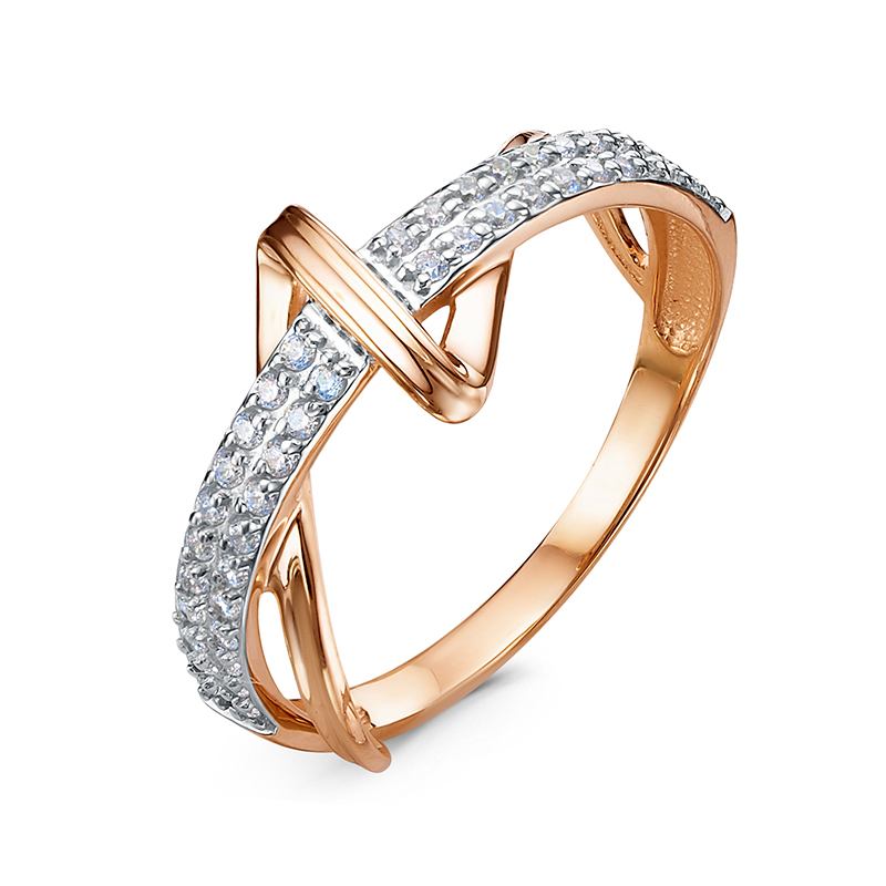 Кольцо из красного золота с фианитами Ювелирное изделие - Кольцо из красного золота с фианитами в магазине Best-Gold 128063