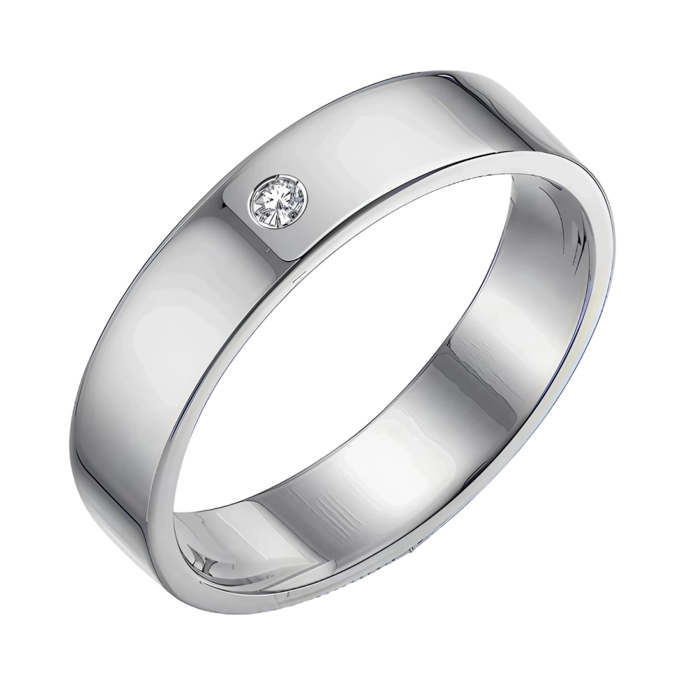 Ювелирное изделие - Обручальное кольцо из белого золота с цирконием в магазине Best-Gold 079957