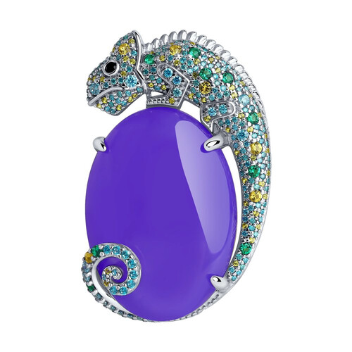 Брошь из серебра с кварцем и фианитами Ювелирное изделие - Брошь из серебра с кварцем и фианитами в магазине Best-Gold 121821