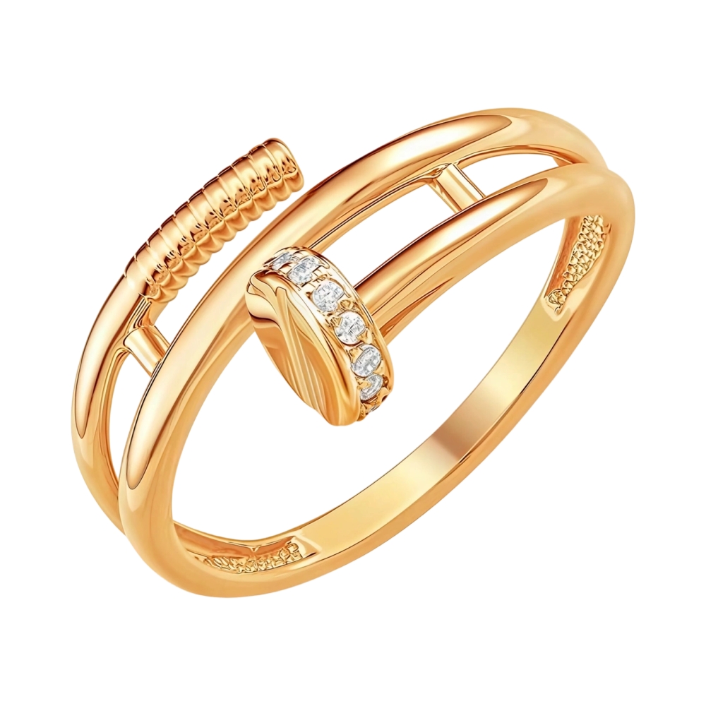 Кольцо из красного золота с фианитами Ювелирное изделие - Кольцо из красного золота с фианитами в магазине Best-Gold 151498