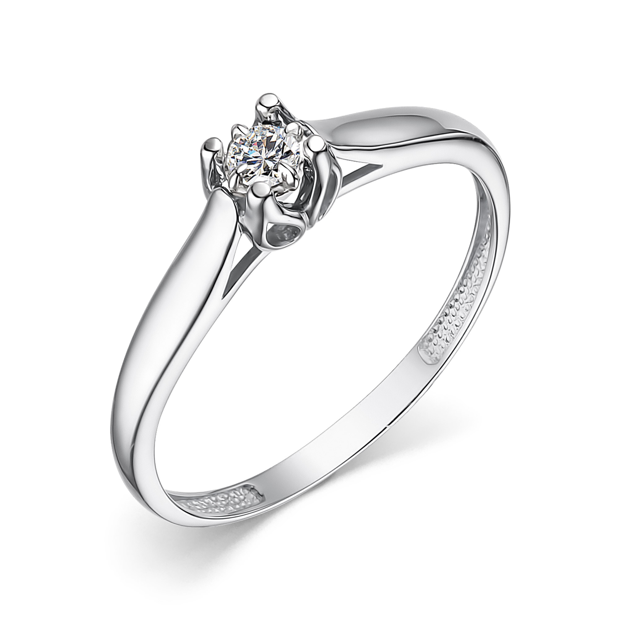 Кольцо помолвочное из белого золота с бриллиантом